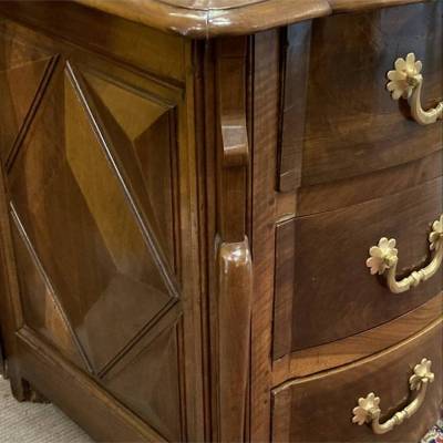Walnut Crossbow Chest Of Drawers, Eighteenth Style