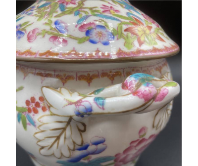 Minton. English Porcelain Covered Sugar Bowl.+ XIXth Century Period