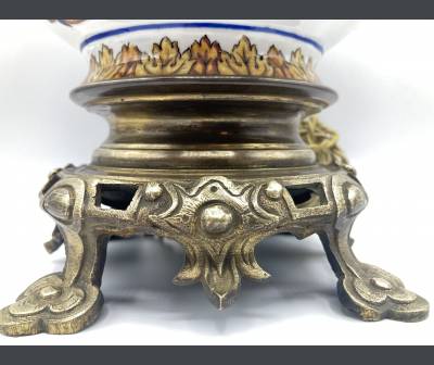 Gien. Earthenware Lamp, XIXth Century Period