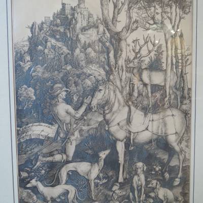 ALBRECHT DURER. "Saint Eustace". Print of the XIXth century