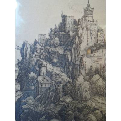 ALBRECHT DURER. "Saint Eustace". Estampe du XIXè siècle
