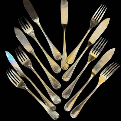 Christofle silver metal fish cutlery