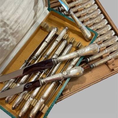Series Of 24 Silver metal knives +Louis XV Style