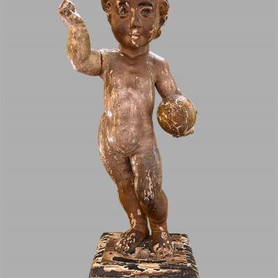 Child Jesus In Carved Wood. Period XVIIIth Century