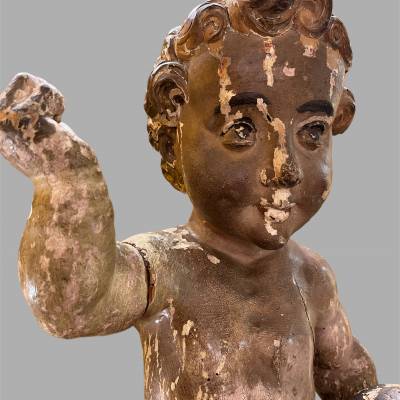 Child Jesus In Carved Wood. Period XVIIIth Century