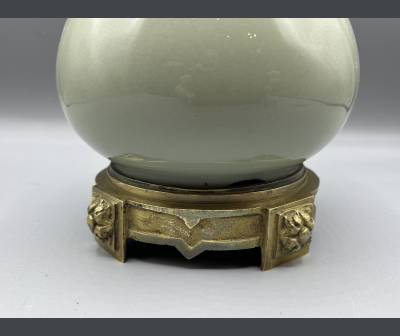 Celadon Porcelain Lamp. +Napoleon III Era