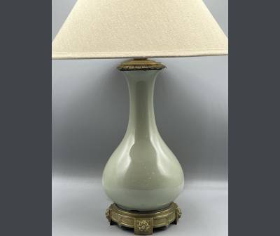 Celadon Porcelain Lamp. +Napoleon III Era