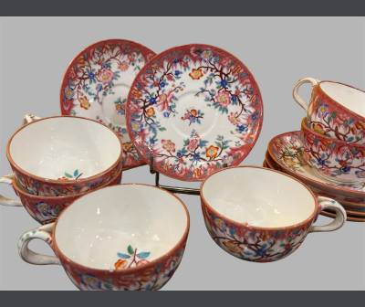 Minton. Set Of 6 Porcelain Tea Cups.+ XIXth Century Period