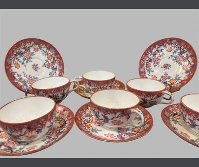 Minton. Set Of 6 Porcelain Tea Cups.+ XIXth Century Period