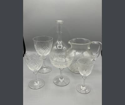 St. Louis.  Set Of 12 Crystal Port Glasses,+ Chantilly Model