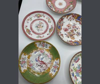 Set Of 12 Saucers Of English Porcelain Cups, +Mainly Minton. XIXth Epoch