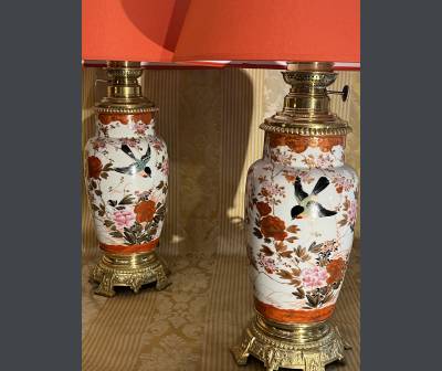 Pair Of Chinese Porcelain Lamps. +XIXth Century Period