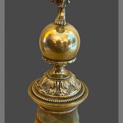 Lampe à la Renommée,  bronze doré fin XIXè siècle