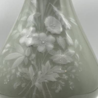 Pair of flowery Celadon lamps. XIXth
