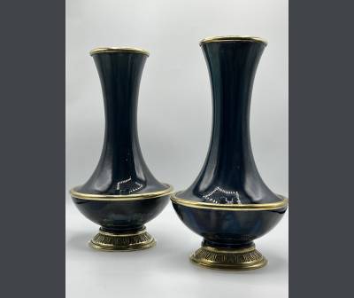 Paire De Vases En Céramique Flammée . époque XIXe