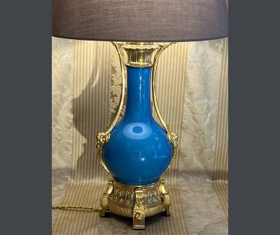 Porcelain And Bronze Lamp . Napoleon III Era
