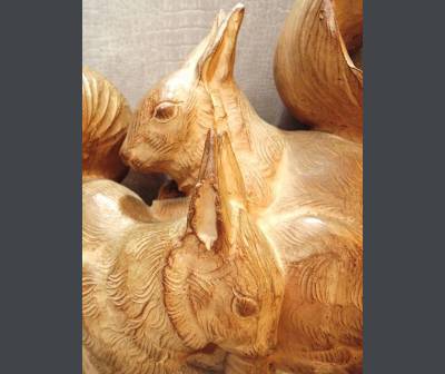 Two terracotta squirrels. Signed PAULIN