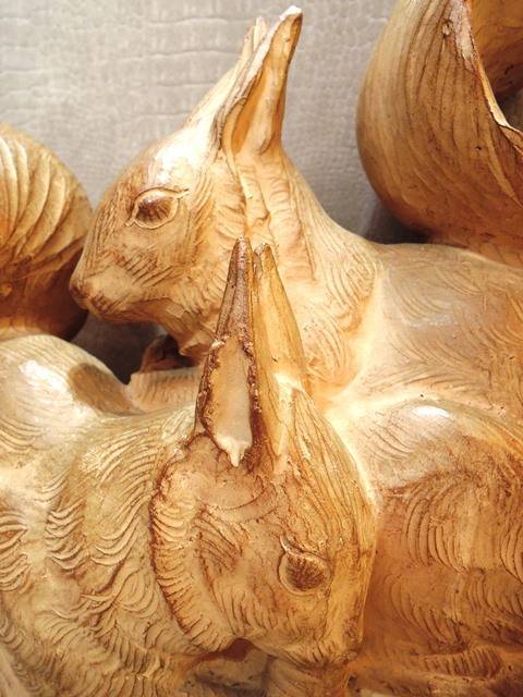Two terracotta squirrels. Signed PAULIN