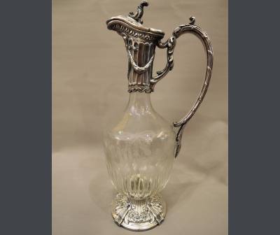 Ewer In Engraved Crystal And Silver Bronze.  +Louis XVI Style