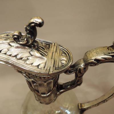 Ewer In Engraved Crystal And Silver Bronze.  +Louis XVI Style