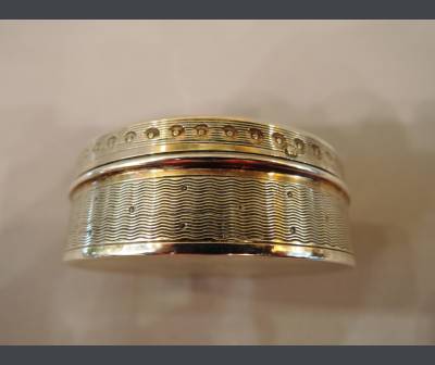 Round Box In Silver And Vermeil Guilloche. + Louis XVI Style.