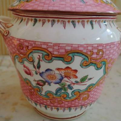 English Porcelain Sugar Bowl, Probably Minton