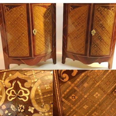 Pair Of Marquetry Chests Of Drawers. Period XIXth Century