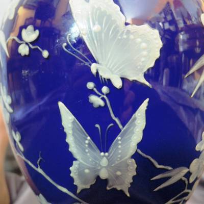 Porcelain Lamp Decorated With Butterflies. Around 1880
