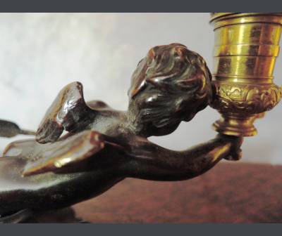 Lampe En Bronze, Amour. Epoque XIXè, style Régence.
