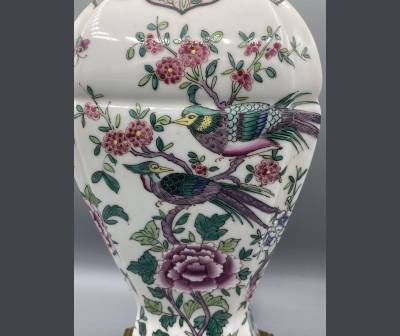Canton Porcelain Bird Lamp.