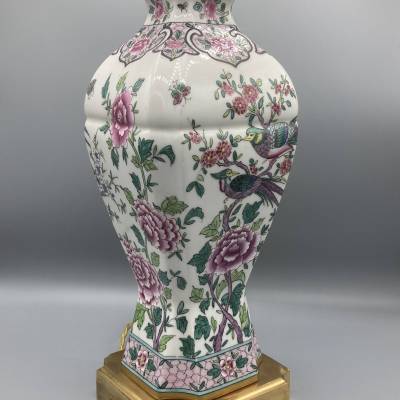 Canton Porcelain Bird Lamp.