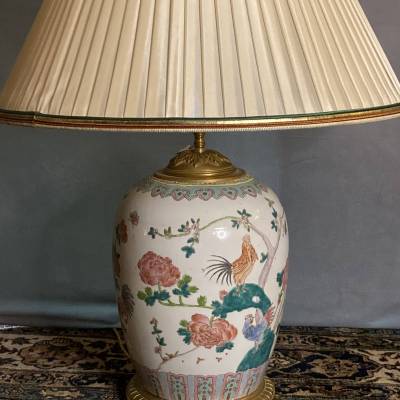 Antique China Porcelain Lamp En, Lily Ginger Jar Porcelain Table Lamp
