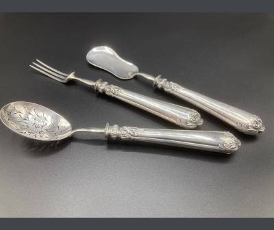 Solid Silver Dessert Set. Louis XVI Style